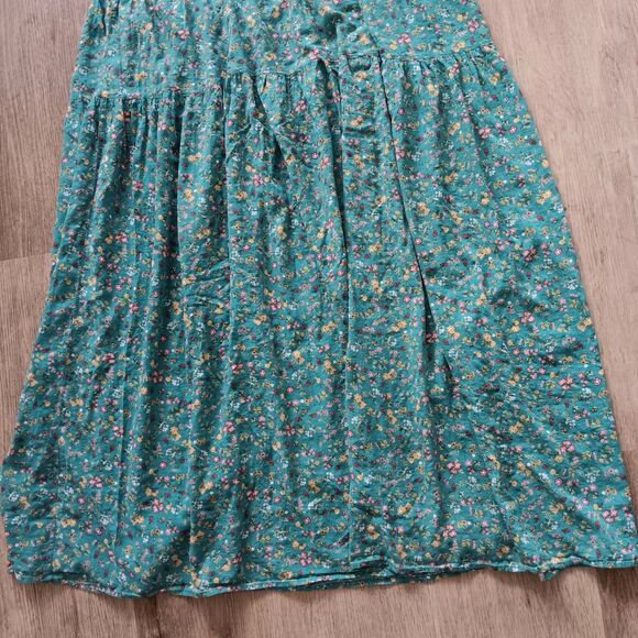 Maxi Floral Dress Women 3XL Strappy Teal Flowy Cotton Lightweight Boho Peasant - Picture 5 of 10